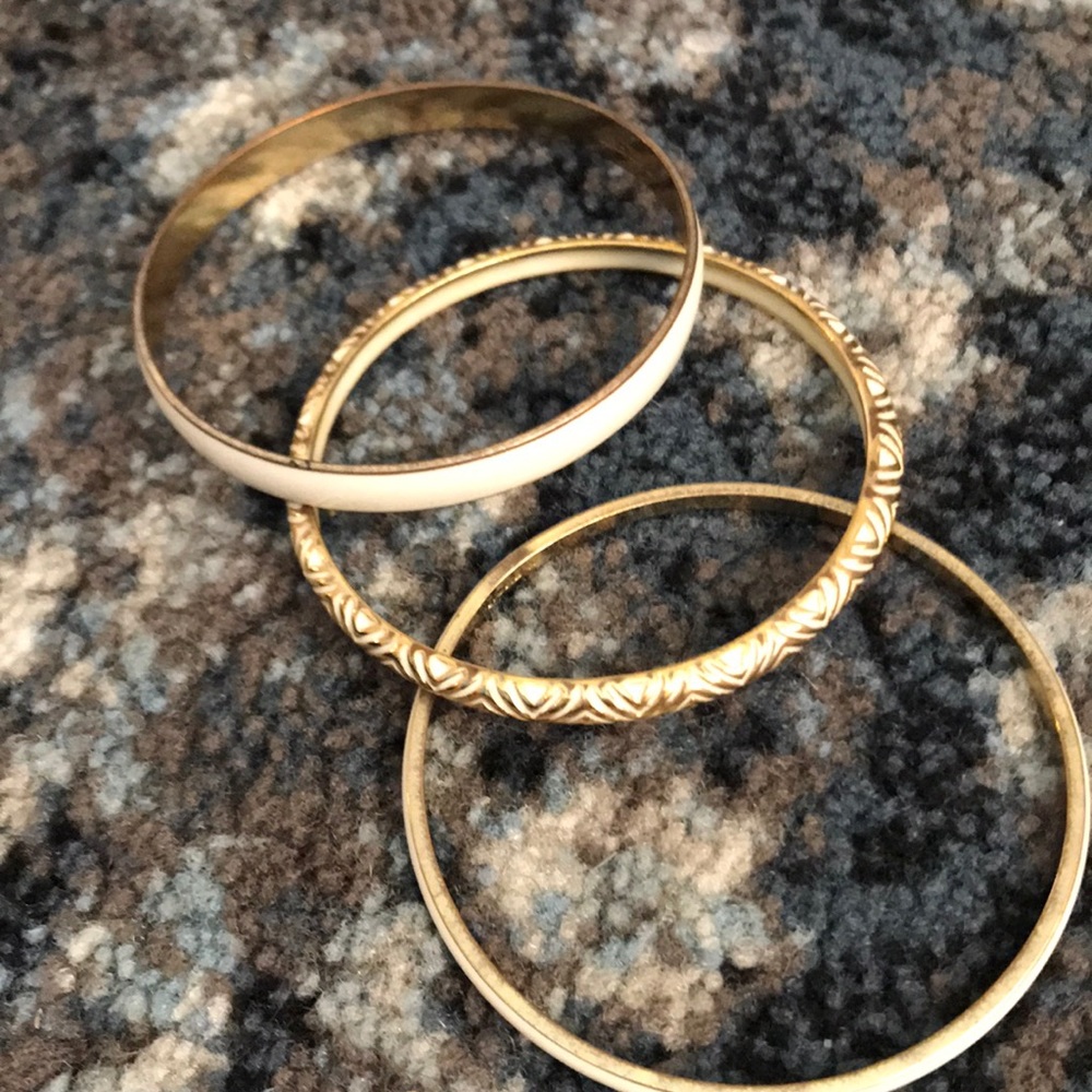 J crew bangle bracelet set ivory gold